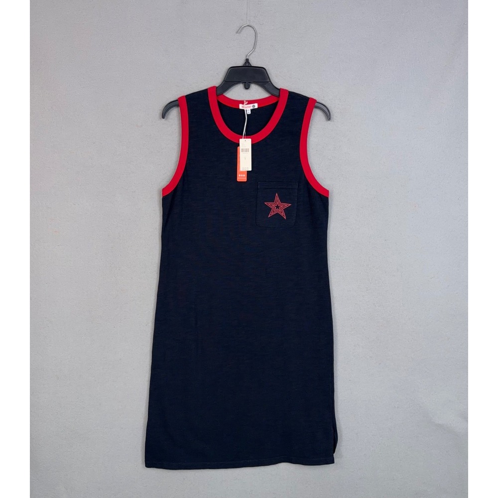 Sundry Dress Womens Medium Navy Star Graphic Ringer Tank Mini Casual Preppy NWT